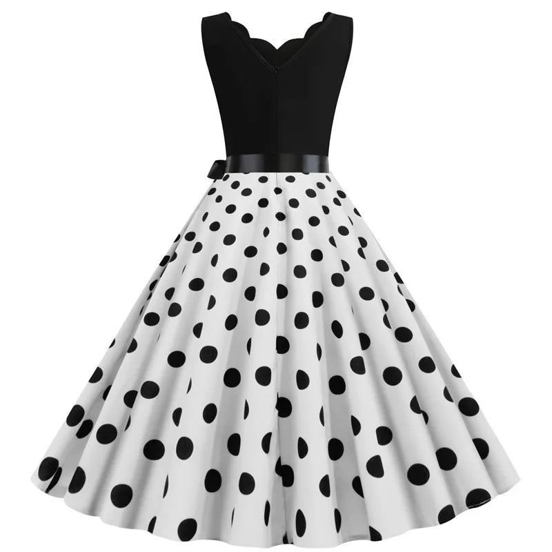 Women's A-Line Rockabilly Dress Polka Dots Swing Dress Flare Dress with Accessories Set 1950s 60s Retro Vintage