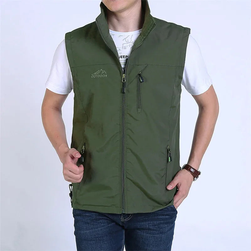 New Vests Man Thin Casual Wasitcoat for Men Vest with Many Pockets Summer for Men Zipper Regular Men's Waistcoat