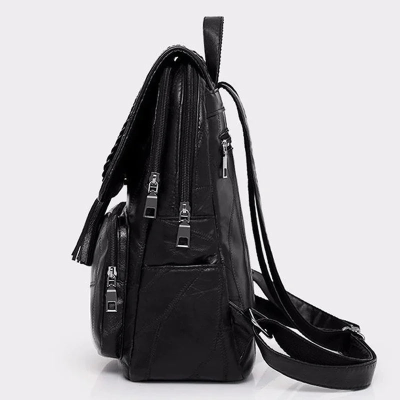 Women Genuine Leather Backpack School Bag Classic Black Waterproof Travel Shoulder Bag Multi-function Backpack Women