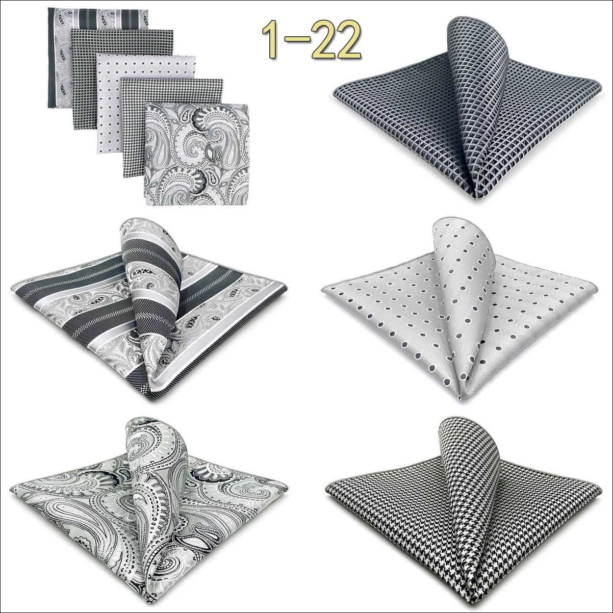 5 Pieces Mens Pocket Squares Wedding Handkerchiefs Set Fashion Formal Bundle Luxury Unique