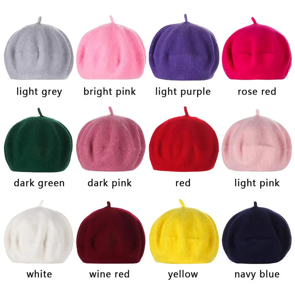 Autumn Winter Felt Beret Hats Women Fashion French Painter Hat Girls Trendy Solid Color Berets Ladies Multicolored Flat Cap