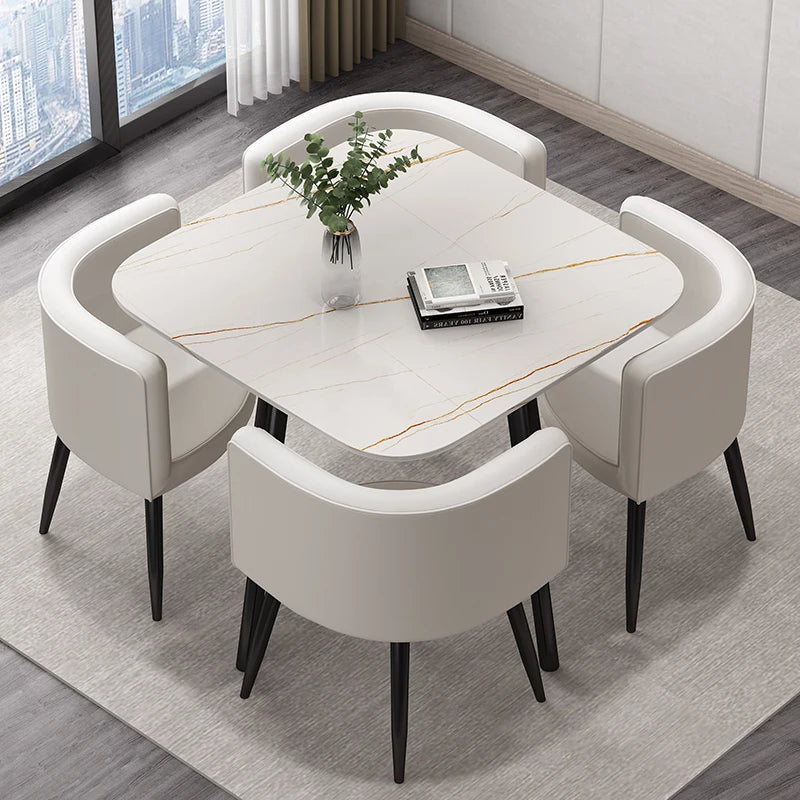 Nordic Lounge Dining Room Sets Luxury Apartment Simple Mobile Dining Room Sets Accent Modern Esstisch Minimalist Furnitures