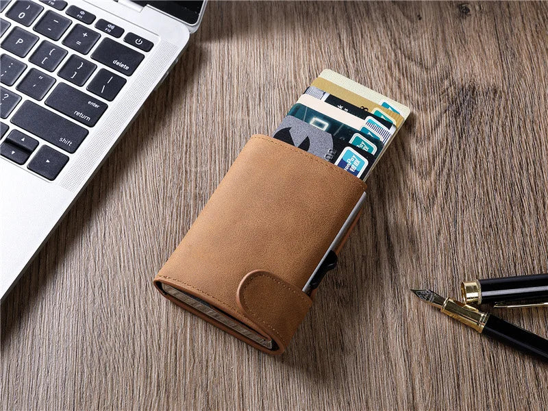 Men Business Aluminum Cash ID Card Holder RFID Blocking Slim Metal Wallet Coin Purse Credit Card Wallet