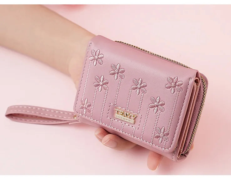 Small Women's Wallet Solid Short Pu Leather Female Wallets Hasp Coin Purse Card Holders for Girls Student 2024 Clutch Money Bag