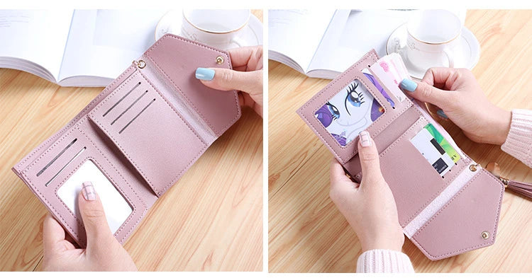 Mini Tassel Wallet Women Fashion Purse Female Short Mini Wallets Korean Students Lovely Purse Female Small Wallet for Women