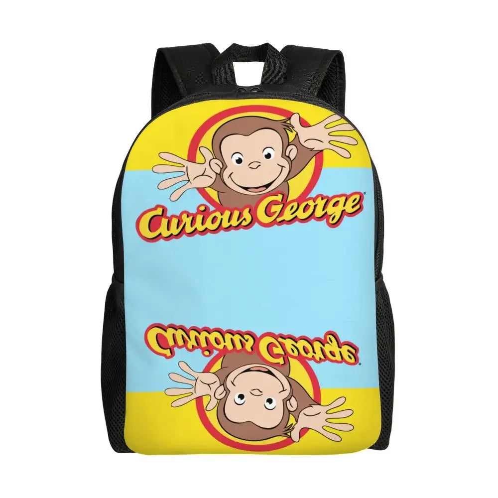 Customized Curious George Backpacks Women Men Casual Bookbag for School College Monkey Bags