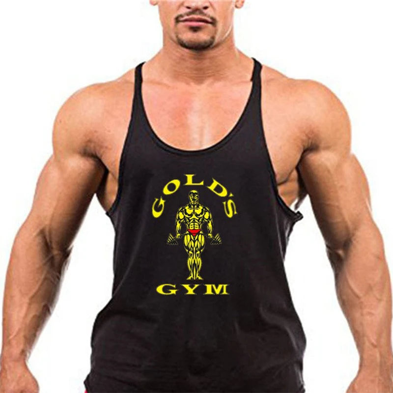 Men Summer Print Workout Tank Tops Gym Workout Shirt Y-Back Sleeveless Muscle Fitness Bodybuilding Training Fashion Sports Shirt