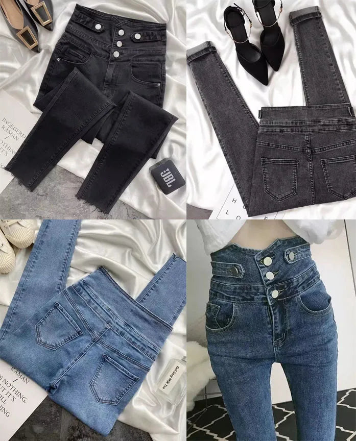 High Waist Slim Pencil Jeans Woman Vintage Skinny Stretch Denim Pants Spring Fall Streetwear Korean Fashion Casual Kot Pantolon