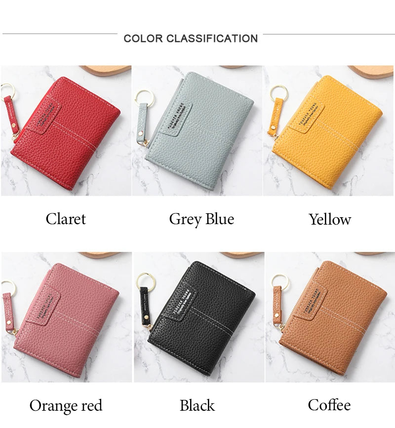 New Yellow Women Wallet Soft PU Leather Female Purse Mini Hasp Card Holder Coin Short Wallets Slim Small Purse Zipper Keychain