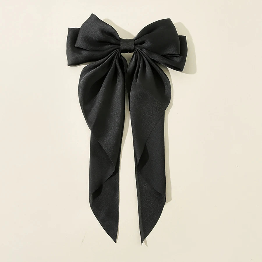 White Black Bow Hairpin Oversize Ribbon Big Hair Clip and Clips Long Satin Ribbon Hairclip Women Wedding Party Hair Accessories