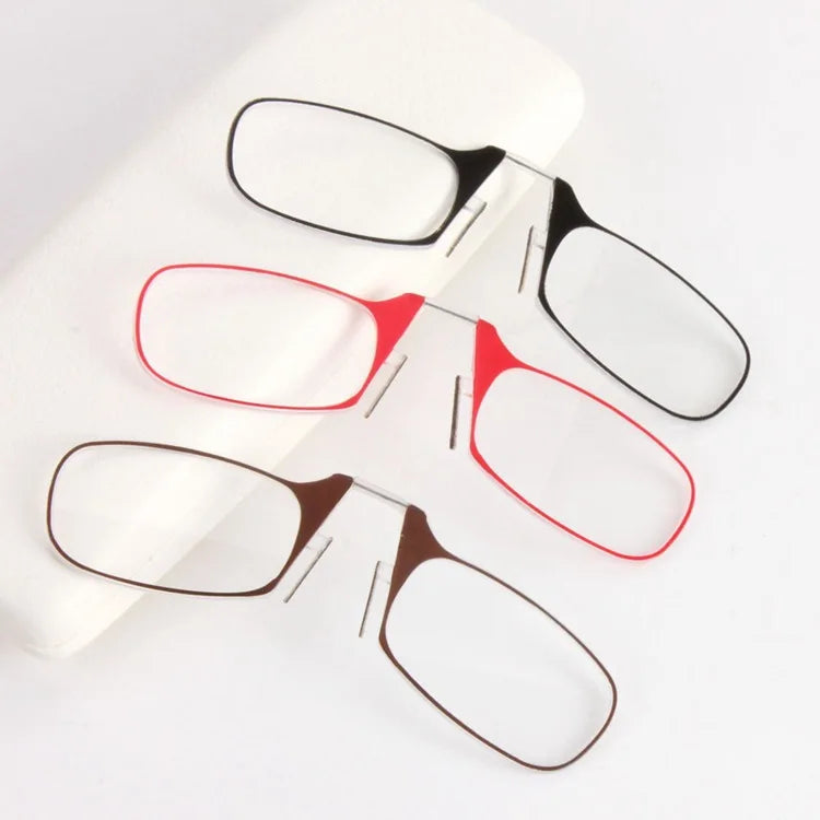 Portable Ultra-thin Clip Nose Reading Glasses Unisex Legless Nose Clip Ultra Thin Hyperopia Eyeglasses with Original Box +3.0