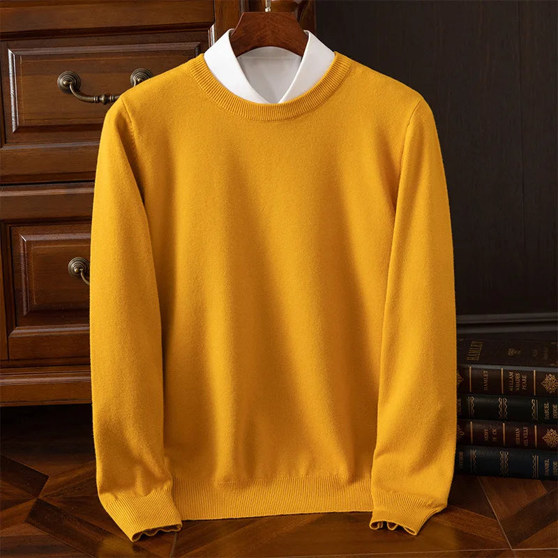 Autumn/Winter New Men's Cashmere Cold Resistant Clothing Round Neck White Sweater Pullover Warm korean Sweaters Pullover Tops