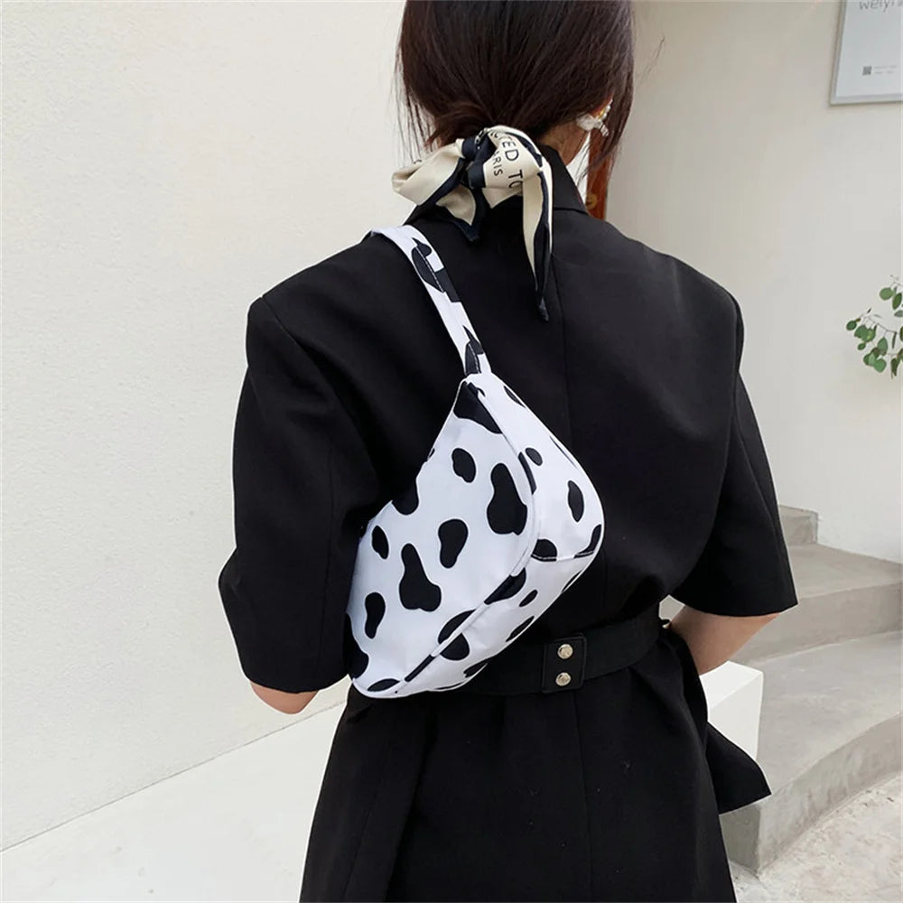 Women Shoulder Bag Fashion Animal Pattern Print Bag Casual Nylon Butterfly Leopard Zebra Cow Print Women Handbag Underarm Bags