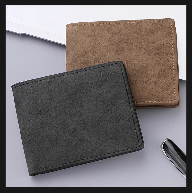 New Retro Men Leather Wallets Small Money Purses Design Dollar Price Top Men Thin Wallet With Coin Bag