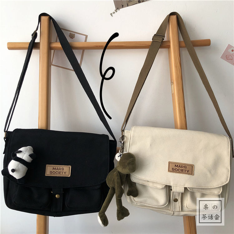 Fashion Simple Messenger Bag Women Postman Diagonal Crossbody Bag Lady Student Canvas Schoolbag Version Ladies Shoulder Bag