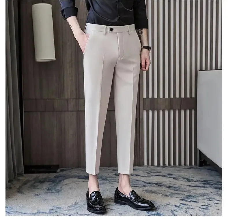 Fashionable Cropped Pants For Men Casual Trendy Spring Autumn New Arrival Small Trousers Draped No Ironing Cone Shaped Pants