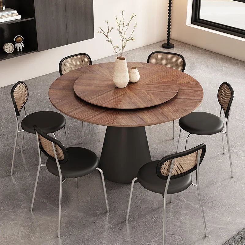 Italian Minimalist Dining Room Sets Black Dining Table Retro Restaurant Wooden Round Table Table A Manger Kitchen Furniture