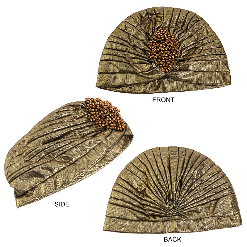 Nouveau bonnet turban de luxe en diamant pour femme, chapeau indien musulman, bandana, bonnet élastique, bonnet de chimio, chapeau africain, couvre-chef