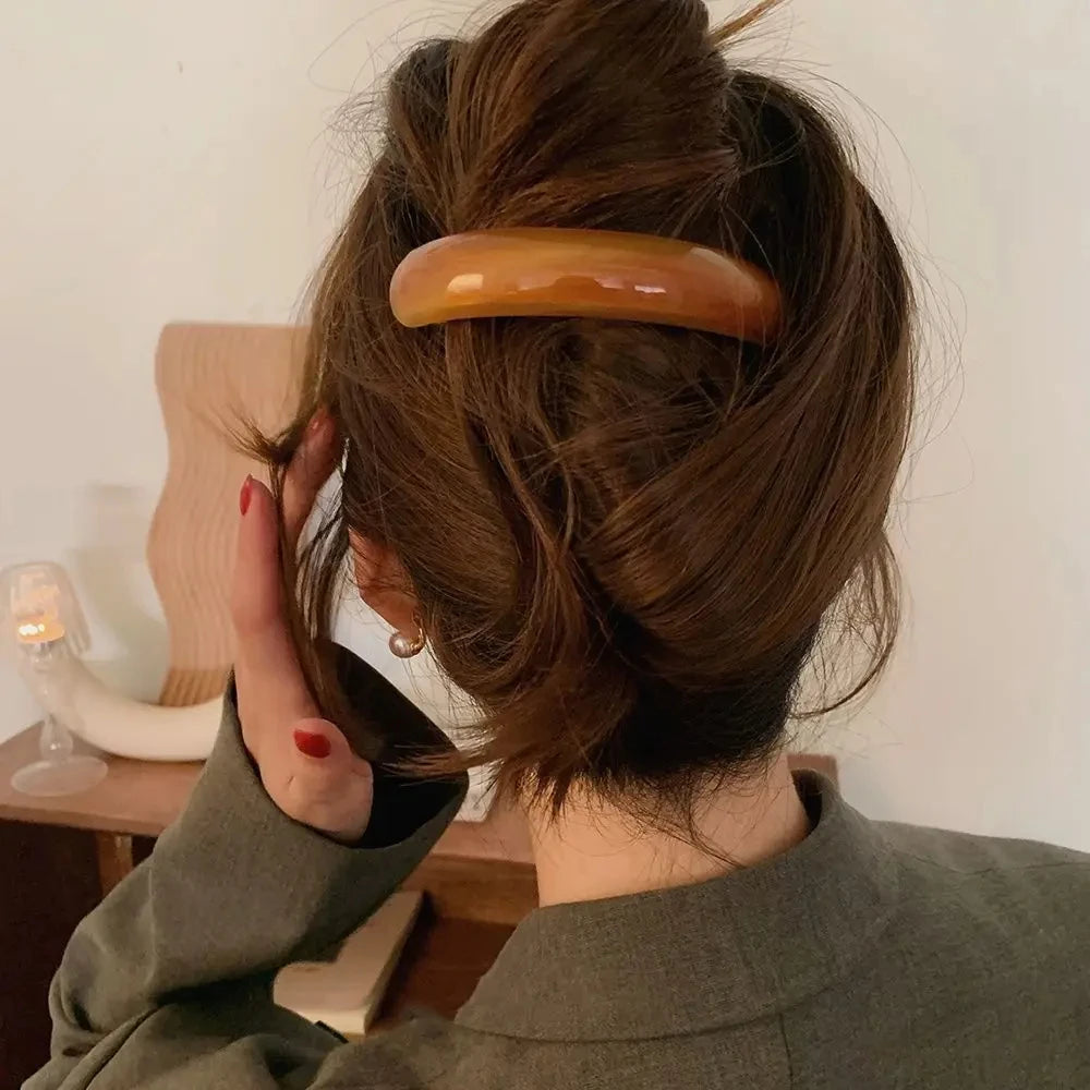 Pince à cheveux chic de haute qualité, pince à ressort pour fille, grande épingle à cheveux française, couvre-chef, épingle à cheveux en arc elliptique brillant, accessoires pour cheveux