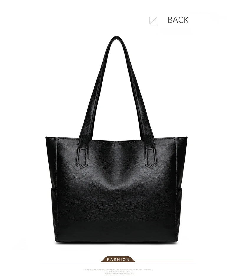 TRAVEASY 2024 Casual PU Leather Large Capacity Tote Bags for Women Fashion Solid Color Zipper Female Shoulder Bag Ladies Handbag