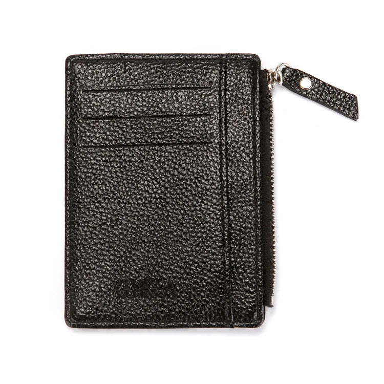 Mini Zipper Card Bag Slim ID Bank Purse Wallet Credit Organizer Portable Small Slim Ultra-thin Short Purse for Men Black