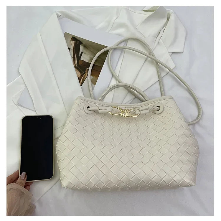 High end, large capacity handbag, women's simple woven bag, practical and versatile single shoulder crossbody bag