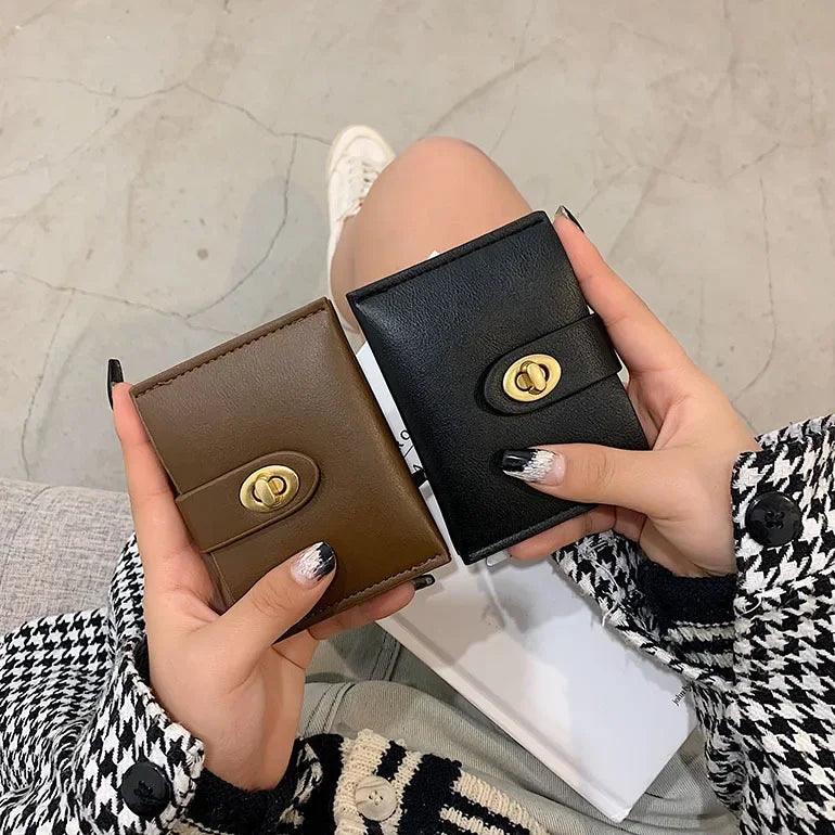 Women's Short Wallet Black Brown Minimalist Versatile Compact Card Bags Coin Purse Money Wallet Monedero Mujer Billetera 지갑