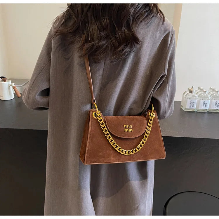 Metal Letter Designer Brand Handbags Top Handle Luxury Shoulder Bags Solid Color Elegant Crossbody Bags Fashion Bags For Women