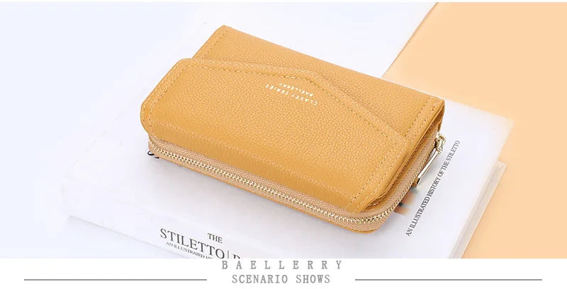 Baellerry Women Wallets Fashion Medium Women's Leather Wallet Top Quality Card Holder Black Coin Purses Green Wallets for Women