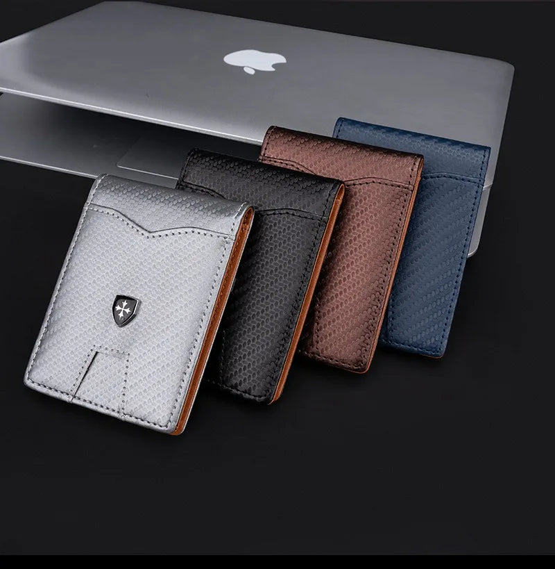 Minimalist men's wallet card bag new baellerry RFID anti-theft brush double fold cross leather card wallet  credit card holder