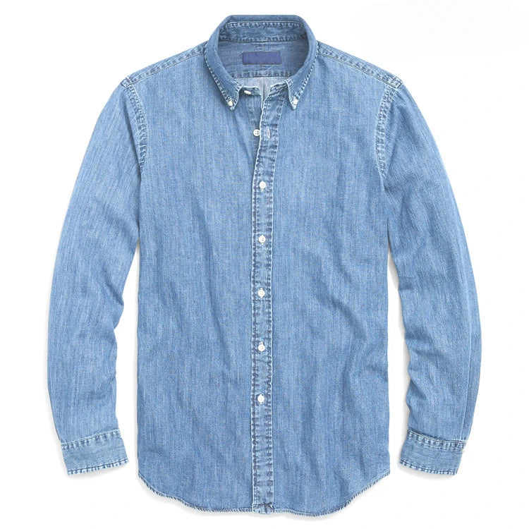 Chemise en jean à manches longues pour homme, nouvelle collection 2024, en coton, noir, bleu, épaules tombantes, poches à boutons, style cowboy, ample, décontractée, pour le travail