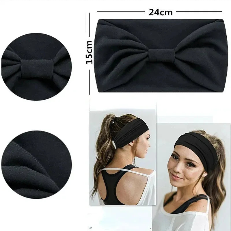 Bandeau pour cheveux pour femmes, accessoires pour cheveux, bandeau large et solide, nœud papillon, turban, lavage du visage, maquillage, bandeau pour cheveux, sport, course à pied, yoga