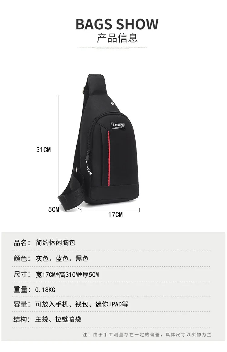 Men Fashion Multifunction Shoulder Bag Crossbody Bag On Shoulder Travel Sling Bag Pack Messenger Pack Chest Bag For Male