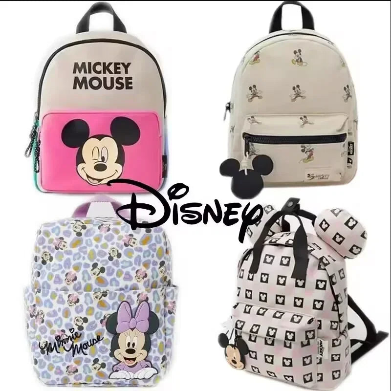 Sac à dos tendance Disney Mickey Mouse pour femme, cartable en toile Minnie, grande capacité, pour filles