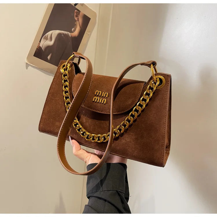 Metal Letter Designer Brand Handbags Top Handle Luxury Shoulder Bags Solid Color Elegant Crossbody Bags Fashion Bags For Women