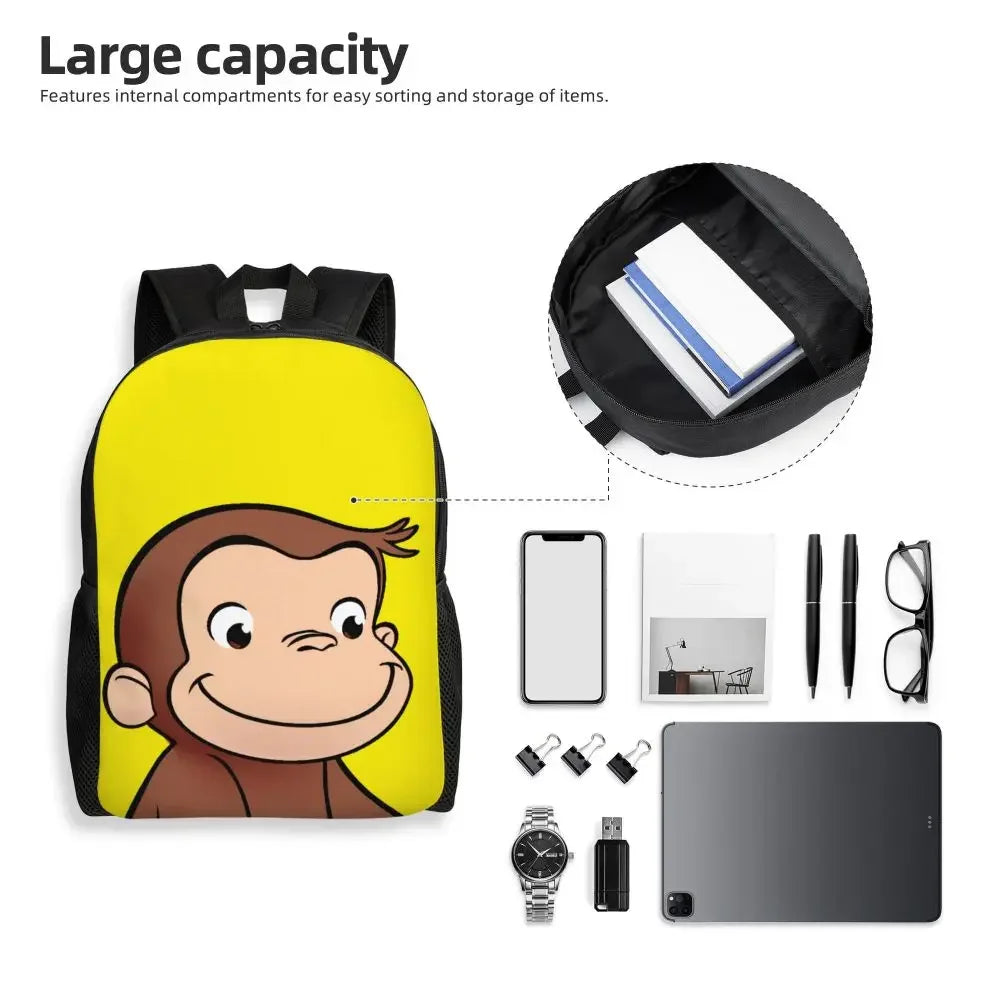 Customized Curious George Backpacks Women Men Casual Bookbag for School College Monkey Bags