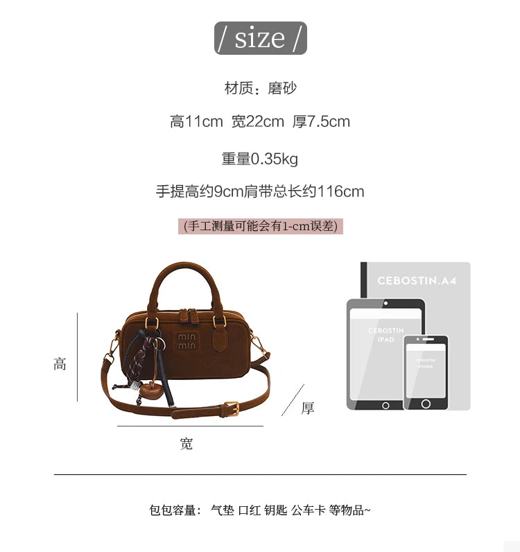 Autumn/winter retro frosted small bag female 2024 new popular cross-body bag HOT handbag bowling bag