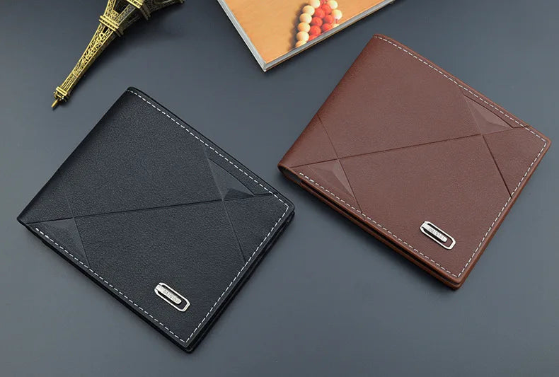 New Men's Wallet Money Bag PU Leather Business Short Wallet Vintage Soft Purse Multi-card Holder Portefeuille Homme Billetera