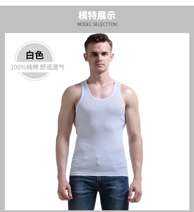 8 Pcs Cotton Mens Sleeveless Tank Top Solid Muscle Vest Men Undershirts O-neck Gymclothing Tees Tops Body Hombre Men Clothing