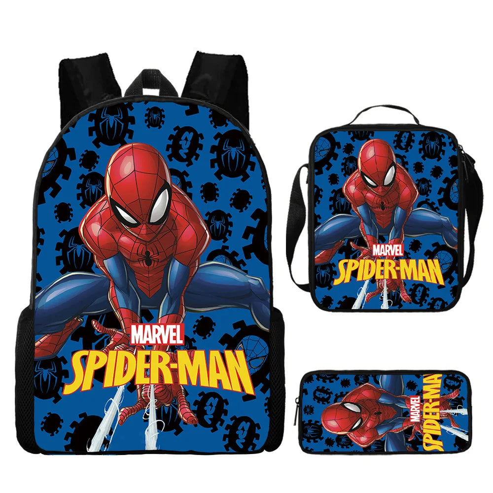 Spidermans Backpack Three Piece Set for Elementary School Students Cartoon Backpack for Boys Backpack Fashion Super-heros Style