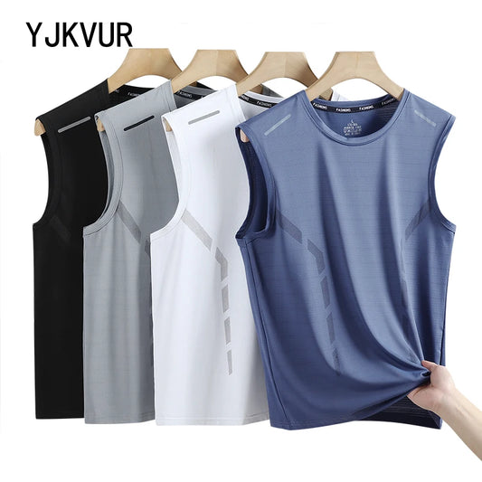 YJKVUR T-shirt de sport sans manches à séchage rapide pour hommes, vêtements d'été pour hommes, basket-ball, gym, respirant, léger, grande taille