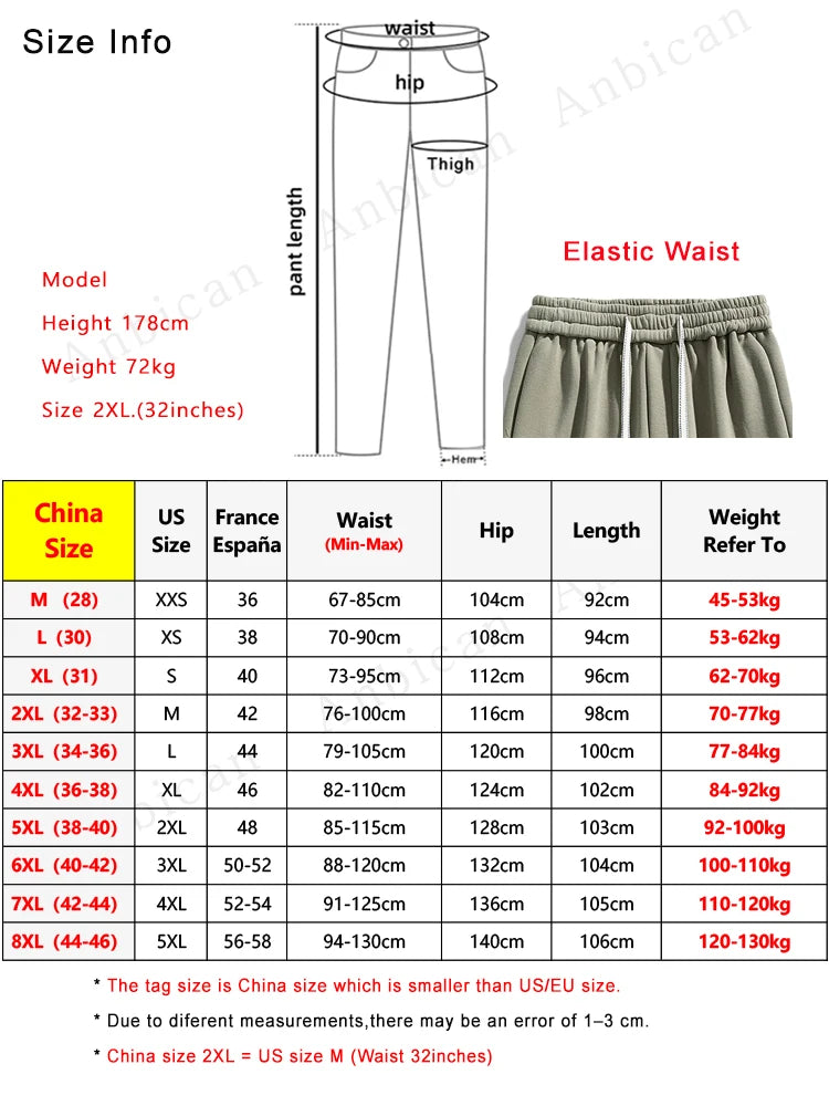 Big Size Men Sweatpants Spring Autumn Casual Baggy Jogger Pants String Banding Solid Color Sportswear Cotton Loose Trousers 8XL