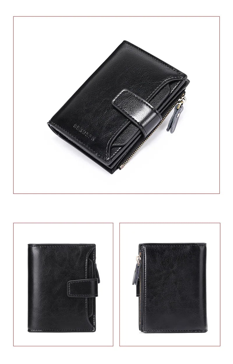 2024 New Short Women Wallets Genuine Leather Zipper Coin Pocket Women Purse Name Engraved Quality Card Holder Kpop Female Wallet