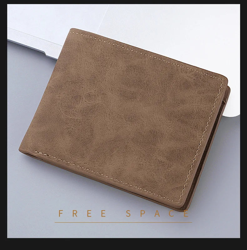 New Retro Men Leather Wallets Small Money Purses Design Dollar Price Top Men Thin Wallet With Coin Bag