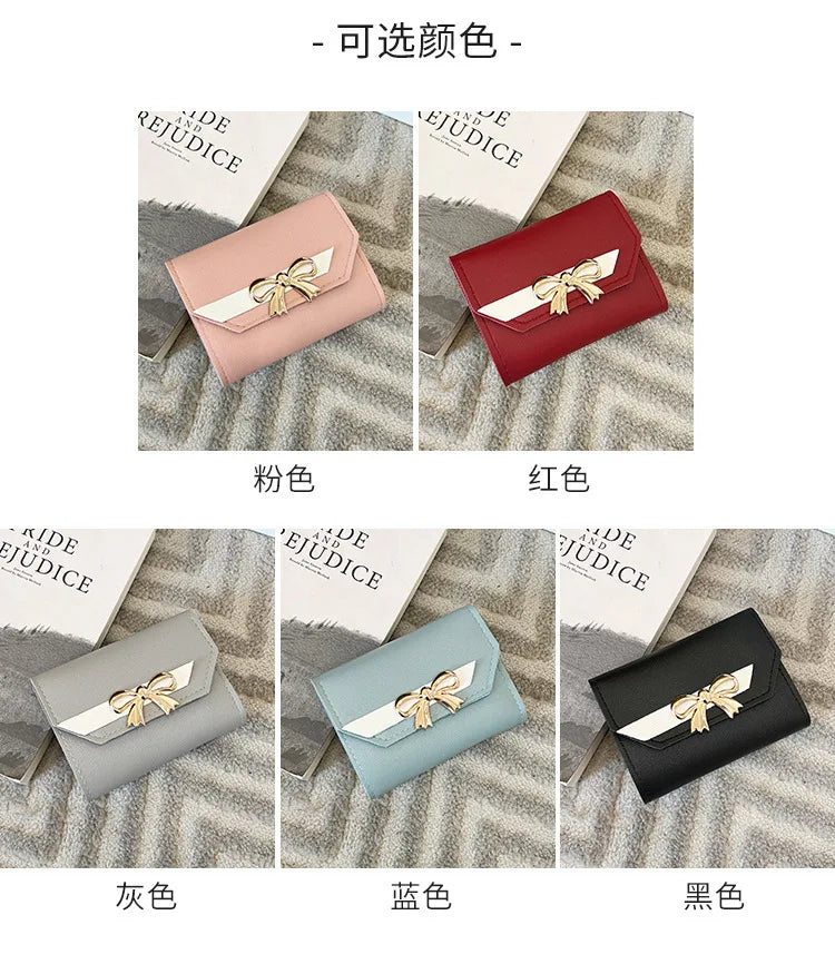 Women Short Cute Small Wallets Student Triple Fold Card Holder Girl ID Bag Card Holder Coin Purse Ladies Wallets Cartoon Bags