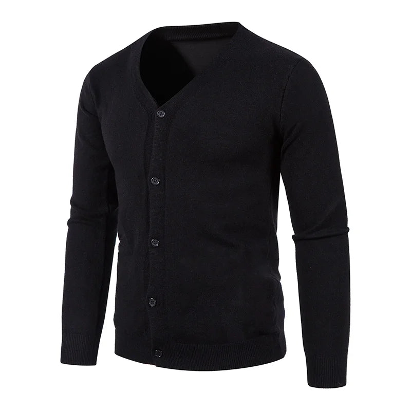 2024 M-5XL Automne Hommes Tricoté Cardigan Mince Col En V Basique Élastique Slim Fit Mince Pull Couleur Unie Décontracté Polyvalent Manteau