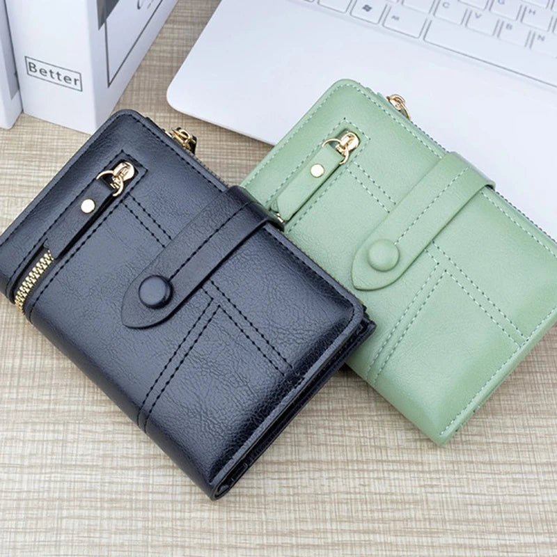 Ultra-thin PU Leather Wallet For Women Fashion Short Card Holder Luxury Designer Solid Color Clutch Bag Wallet