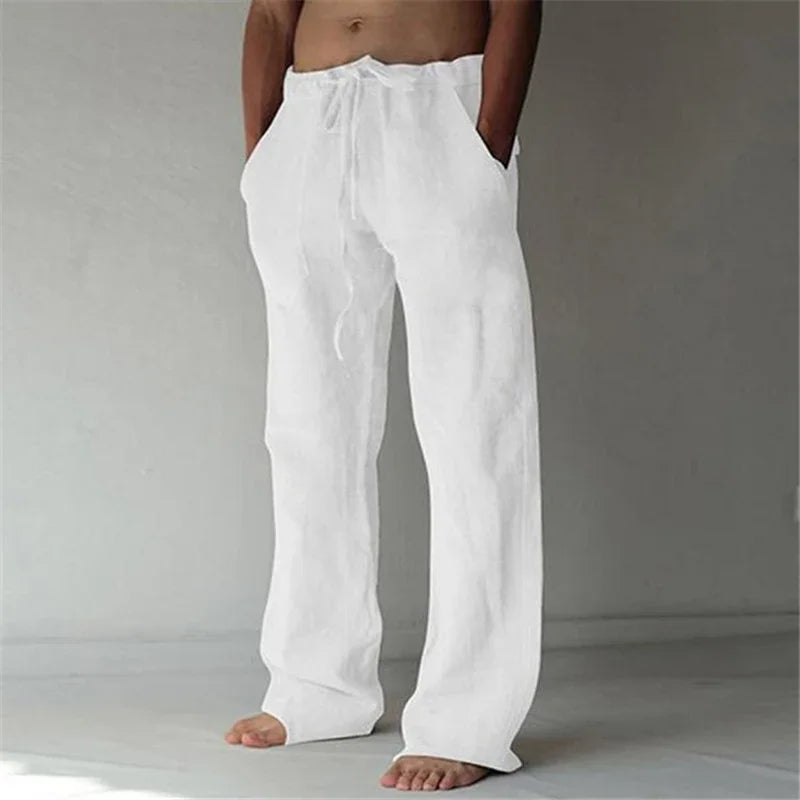 2023 new Men's Cotton Linen Pants Male Autumn New Breathable Solid Color Linen Trousers Fitness Streetwear S-3XL