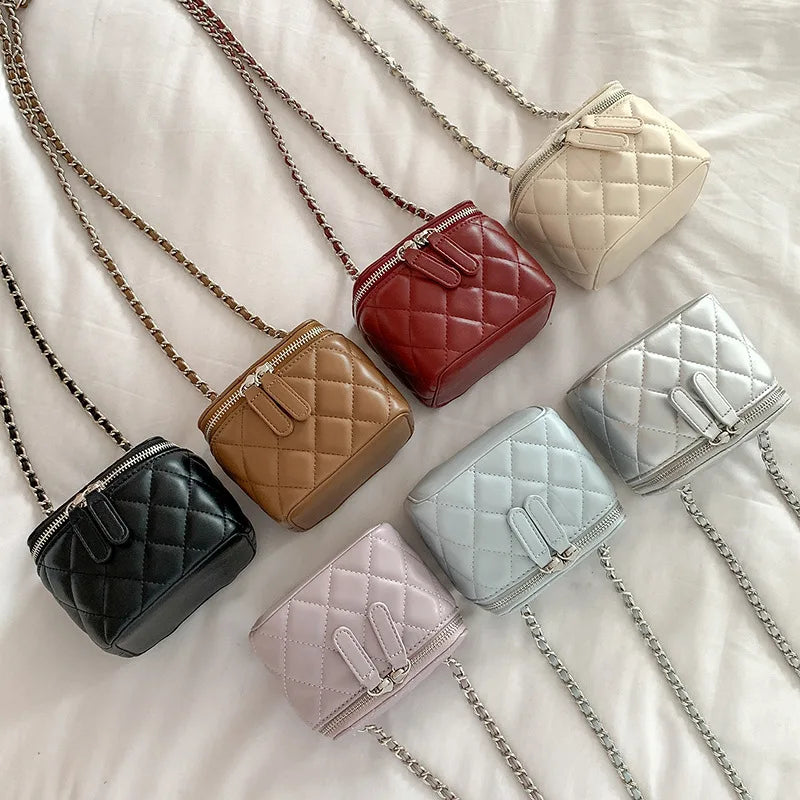 Mini Denim Crossbody Bags for Women 2023 Lingge Chains Shoulder Bag Fashion Brands Box Bag Lipstick Coins Purses and Handbags