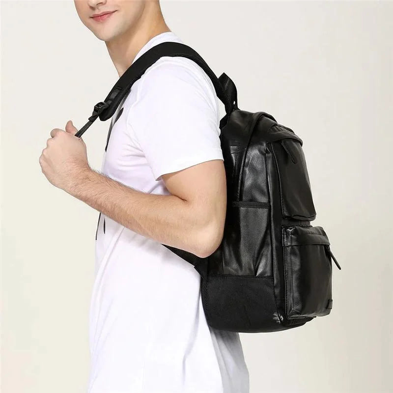 Men Women Laptop Backpack Large Leather Waterproof Travel Rucksack School Bag